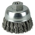 Weiler 2-3/4" Single Row Knot Wire Cup Brush .020" Steel Fill 3/8"-24 UNF Nut 13284